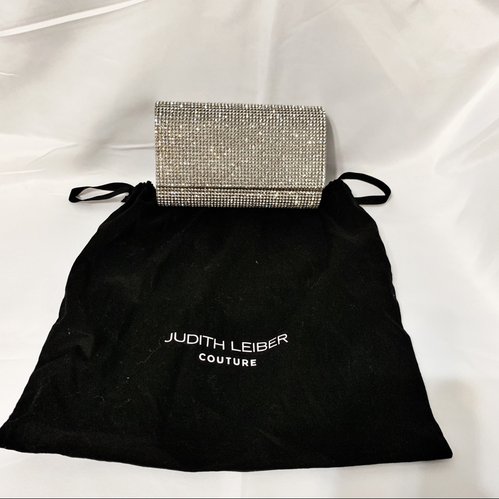 Judith Leiber silver rhinestone clutch